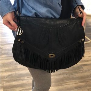 Hayden-Harvey Wyeth Fringe Convertible Black Hobo